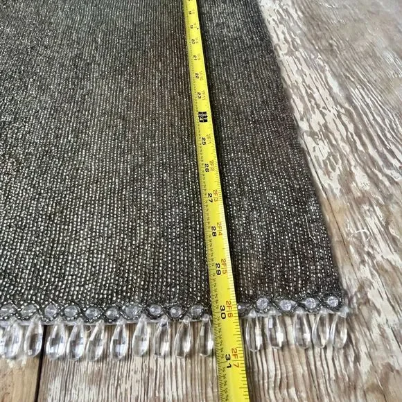 Vintage Heavy Beaded Table Runner Dining Decor 30”x 14 1/2” Bronze Gold Beading - Picture 7 of 16